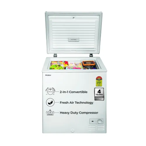 Image of Haier HFC-145SM5, 5 Star Rating, Single Door Convertible Deep Freezer, Inside Metal Liner with Deo Fresh Technology, Com