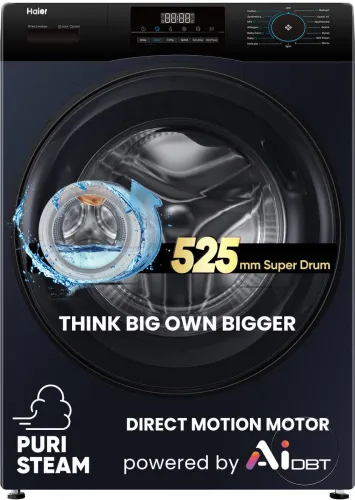 Image of Haier 9 kg AI with Direct Drive Technology ,Puristeam and Refresh Function, Anti Bacterial Technology, Super Drum 525mm 