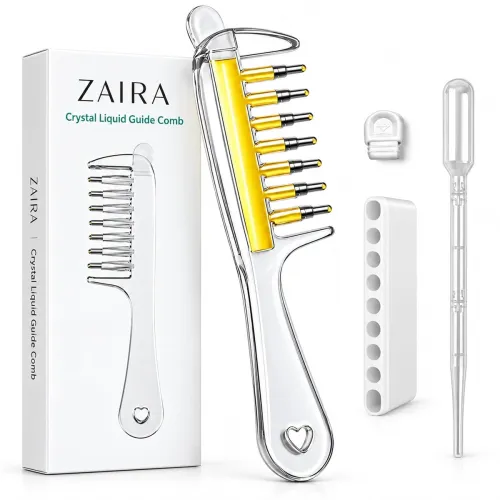 Image of Hair Oil Applicator Comb with Refillable Liquid Reservoir and Dispensing Teeth, Clear Scalp Massage Tool for Controlled 