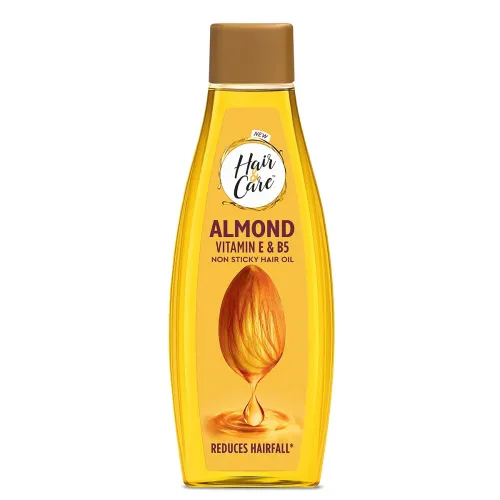 Image of Hair & Care Almond, Vitamin E & B5 Non-Sticky Hair Oil - 500ml | Up to 90% Less Hair Fall | Frizz Control | Smooth & Glo