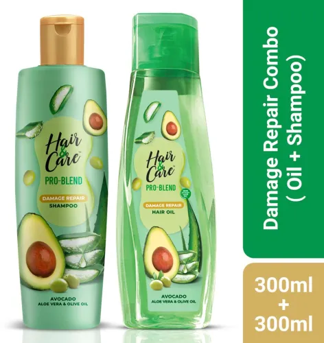 Image of HAIR & CARE Pro Blend Damage Repair Combo | 300ml Shampoo + 300ml Oil 