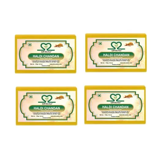 Image of Haldi Chandan Face & Body Handmade Soap 125 gm (Pack of 4) 