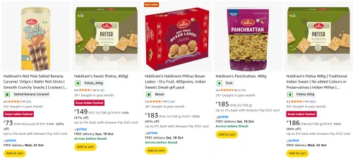 Image of Haldiram Sweets & Snacks starting at ₹73