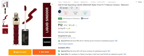 Image of Half N Half Sparkling LIQUID SINDOOR Water Proof H-11 Maroon Sindoor  (Maroon)
