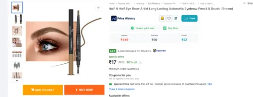 Image of Half N Half Eye Brow Pencil & Brush