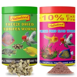 Hallofeed Combo Freeze Dried Bloodworms 20g Tubifex Worms 12g Fish