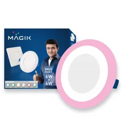 MAGIK Halo Dual-Color LED Panel Light 12W (White + Pink, Round, Pack of 1)