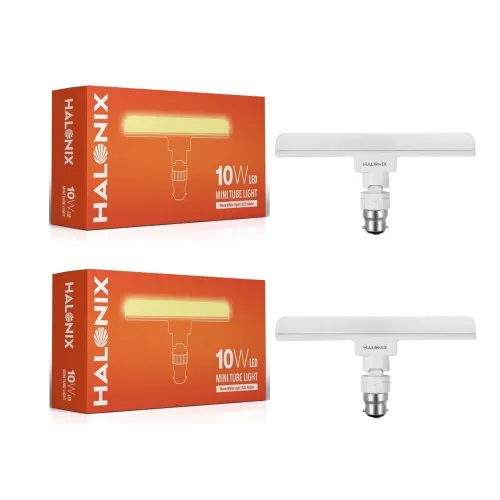 Image of Halonix 10 Watts B22d LED bulb Mini tube Light | Color- Yellow | Pack of 2