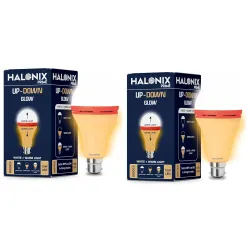 Halonix 10W Up Down Glow Yellow & White 3 Modes led Bulb | Switch On-Switch Off to Change led Bulb Color | Decorative led Bulb | b22d | Pack 2