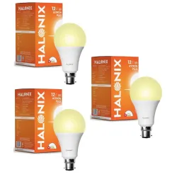 Halonix 12W LED Light Bulb | Yellow (3000K) | Pack of 2 | Energy Efficient | 4kv Surge Protection | High Lumens per watt