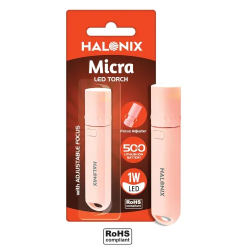 Image of Halonix 1W Micra Rechargeable LED Torch With Focus Adjuster