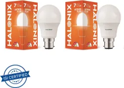 HALONIX 7 W Basic Round B22 LED Bulb (White, Pack of 2)