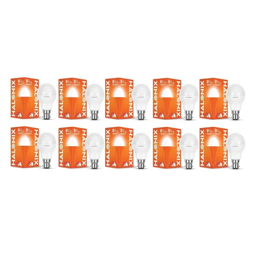 Image of Halonix 9W B22 LED Cool White Bulb, Pack of 10