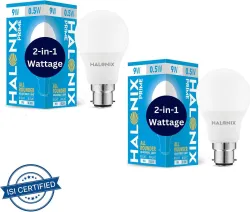 HALONIX 9 W, 0.5 W Basic Round B22 LED Bulb (White, Pack of 2)