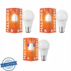 HALONIX 12 W, 12 W, 7 W Basic Round B22 LED Bulb (White, Pack of 3)
