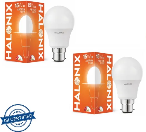Image of HALONIX 15 W Basic Round B22 LED Bulb (White, Pack of 2)