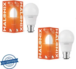 HALONIX 15 W Basic Round B22 LED Bulb (White, Pack of 2)