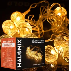 Halonix Decorer Glowly Gold 15 Bright Led String Light | Diwali Light | Christmas Light | Wedding Light | Festive Lights