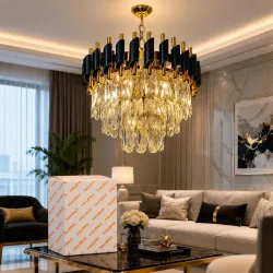 Halonix Horizon 400MM Crystal Pendant Light | 3-in-1 Adjustable Color (Warm White, Natural White & Cool White) | Decorative Hanging Light | Crystal Chandelier | Fancy Ceiling Light