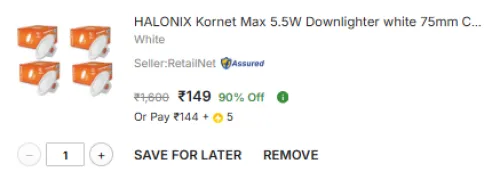 Image of Halonix Kornet Max 5.5W Downlighter Pack4 