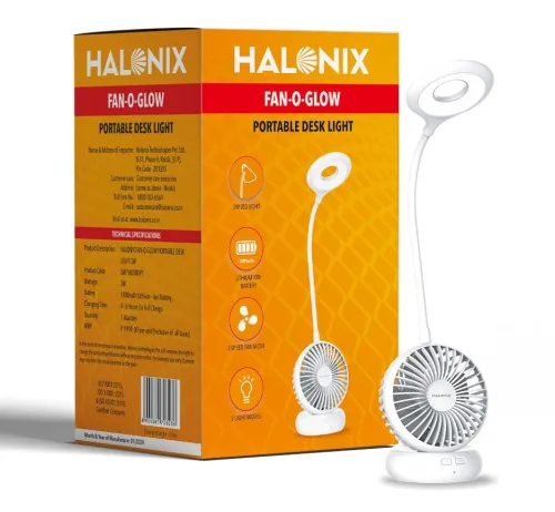 Image of Halonix Polycarbonate Fan-O-Glow Portable Led Desk Light