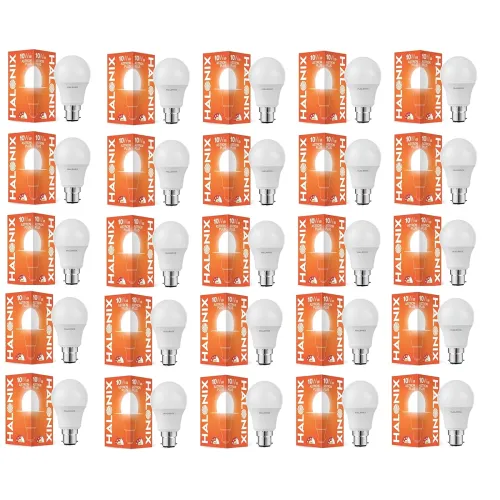 Image of Halonix 10W B22 LED Bulb Cool White, Pack of 25 | Energy Efficient, Bright Light for Home & Office