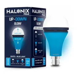 Halonix 10W Up-Down Glow White & Blue 3-Mode B22D LED Bulb | Switch On /Off to Change Color | Decorative LED Bulb | White and Blue Color