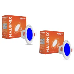 Halonix 5.5W Blue Kornet Junction Box led downlighter | Cut Out- 3 inch, Dia- 4.13, Height- 1.96 inch | | Downlighter for Home, Shop and Office |Pack of 2, Blue.
