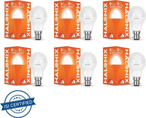 Image of HALONIX 9 W Basic Round B22 LED Bulb (White, Pack of 6)