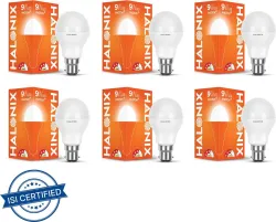 HALONIX 9 W Basic Round B22 LED Bulb (White, Pack of 6)