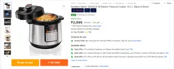Hamilton Beach 34502CE-IN Electric Pressure Cooker