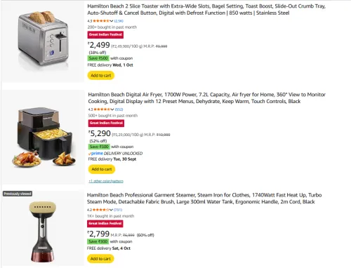 Image of Hamilton Beach Household Product up to 70% Discount