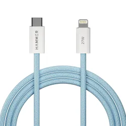 HAMMER 27W Type-C to Lightning 8 Pin Nylon Braided Cable, 27W Fast Charging