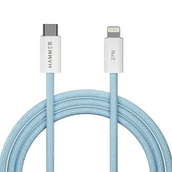 HAMMER 27W Type-C to Lightning 8 Pin Nylon Braided Cable, 27W Fast Charging, 480Mbps High Speed Data Transfer & Durable 