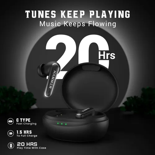 Image of HAMMER Airflow Lit True Wireless Earbuds with Upto 20H Playtime, Type-C Charging