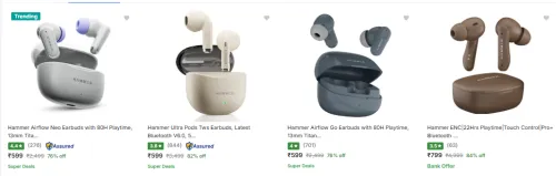 Image of Hammer earbuds upto 75% discount 