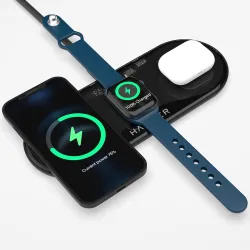 HAMMER Flex 2.0 Wireless Charger 3 in 1 Charger Compatible with iPhone Se/11/X,8/8 Plus,Apple Watch Se/6/5/4/3/2,Galaxy Note 20/10/S20,Air Pods Pro (Black)