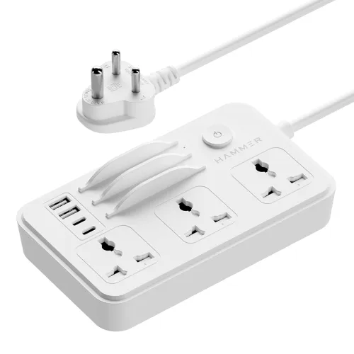 Image of HAMMER Power Strip 3 Sockets 40W USB-C PD 2300W 1.5m Cable