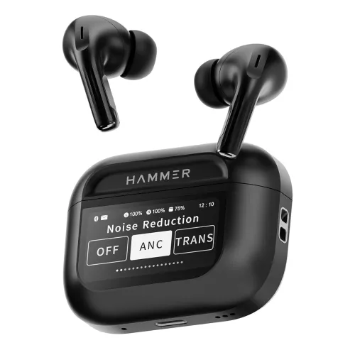 Image of HAMMER Screen TWS Earbuds Wireless with 13mm Drivers, ANC Ear Buds 32dB, up to 50H Playtime TWS Ear Buds