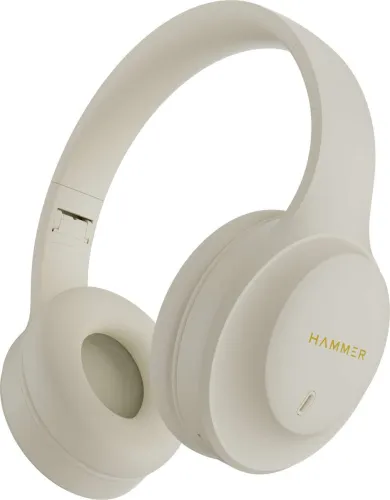 Image of Hammer Vibe ENC Bluetooth Headphone, Driver, Dual Pairing, 50hrs Playtime Bluetooth & Wired Headset (Beige, On the Ear