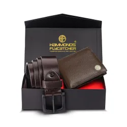 HAMMONDS FLYCATCHER Men's Gift Combo - Genuine Leather Wallet And Belt Combo - Leather Belt - Birthday Special & Unique Gift Ideas For Husband, Boyfriend, Father, Brown