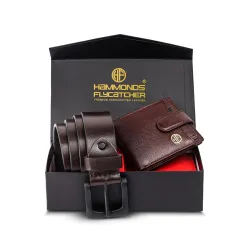 HAMMONDS FLYCATCHER Men's Genuine Leather Belt Wallet Combo - Valentine's Gift for Boyfriend and Husband - Birthday Gift for Boyfriend Unique - Leather Wallet & Belt Combo-Brown