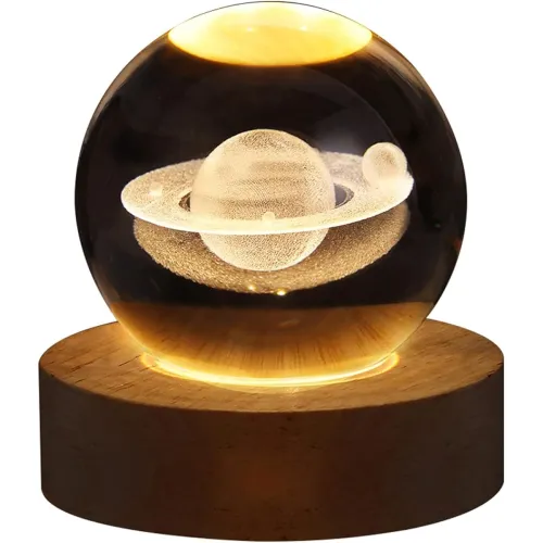 Image of Hamsa 3D Solar System Crystal Ball Lamp with LED Base