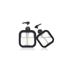 Hand Soap Dispenser Multipurpose Liquid Soap Refillable Plastic Dispenser,Shampoo,Dish Wash,Shower Gel Lotion for Bathroom,300Ml (Black 2pcs)