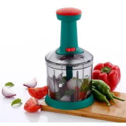 Hand Press Push Chopper with 5 Stainless Steel Blades for Effortless Chopping Vegetables & Fruits Mixer Cutter to Cut Onion, Salad, Tomato, Potato, Large Capacity 1000 Ml, Green