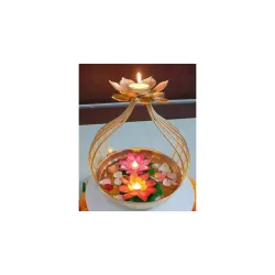 Handcrafted Diya Shape Flower Decorative Urli Bowl for Home Perfect for Floating Flowers and Tea Light Candles Ideal Hom