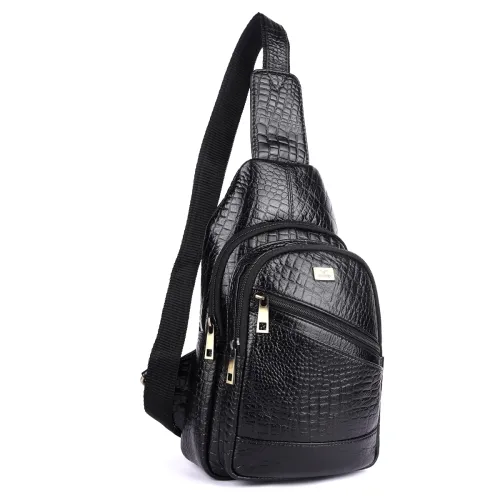 Image of Handcrafted Leather Sling Bag for Men - Premium Versatile Design Crossbody Chest Pack with Adjustable Strap