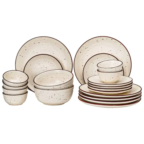 Image of Handcrafted Stoneware Ceramic 20-Piece Dinner Set – Beige