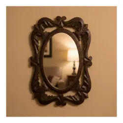 Handcrafted Traditional MDF Wooden Brown Mirror Jharokha Wall Art