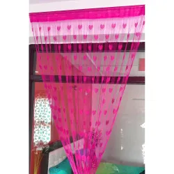 Handloomwala 2 Piece Beautiful Heart String Sheer Curtain - 7 feet, Dark Pink